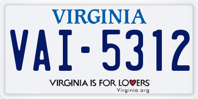 VA license plate VAI5312
