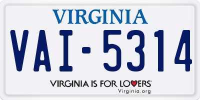 VA license plate VAI5314