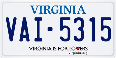 VA license plate VAI5315