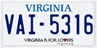 VA license plate VAI5316