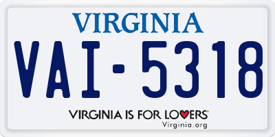 VA license plate VAI5318