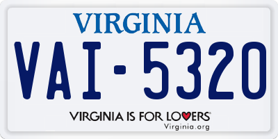 VA license plate VAI5320