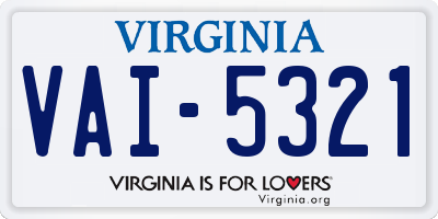 VA license plate VAI5321