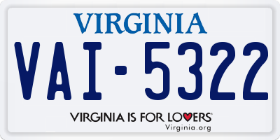 VA license plate VAI5322