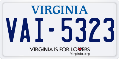 VA license plate VAI5323