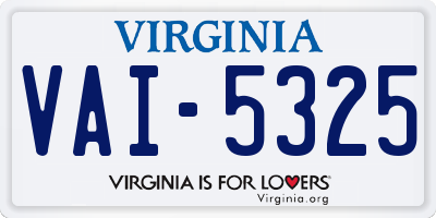 VA license plate VAI5325