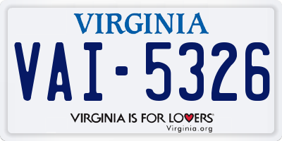 VA license plate VAI5326