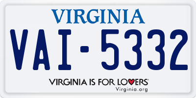 VA license plate VAI5332