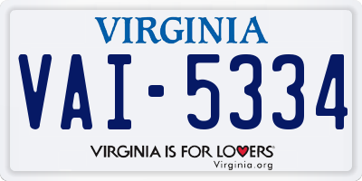 VA license plate VAI5334