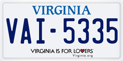 VA license plate VAI5335