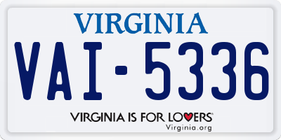 VA license plate VAI5336