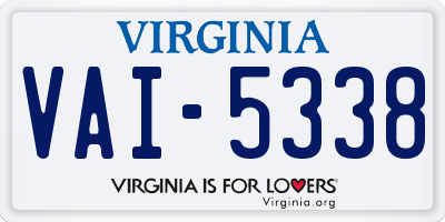 VA license plate VAI5338