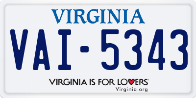 VA license plate VAI5343