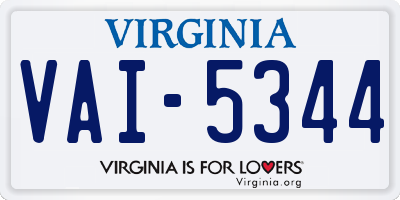 VA license plate VAI5344