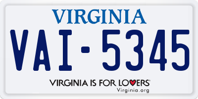VA license plate VAI5345