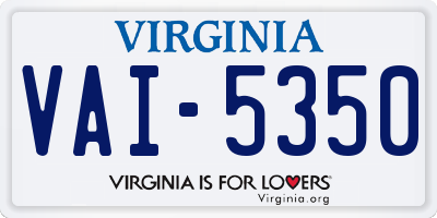 VA license plate VAI5350