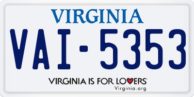 VA license plate VAI5353