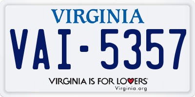 VA license plate VAI5357