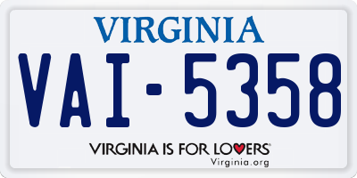 VA license plate VAI5358