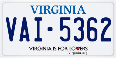 VA license plate VAI5362
