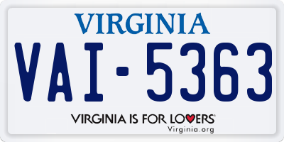 VA license plate VAI5363