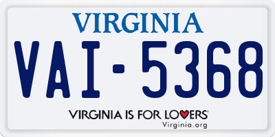 VA license plate VAI5368