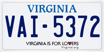 VA license plate VAI5372