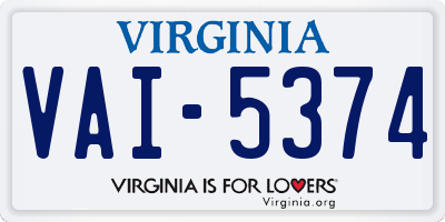 VA license plate VAI5374