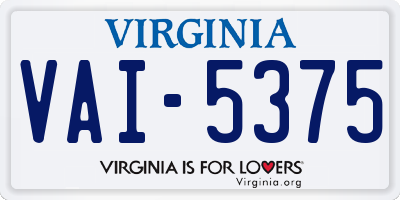 VA license plate VAI5375