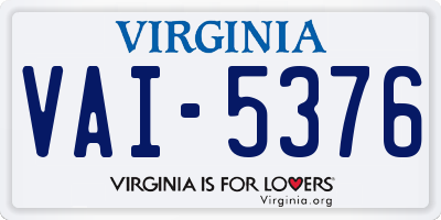 VA license plate VAI5376