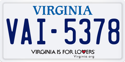 VA license plate VAI5378