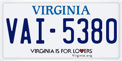 VA license plate VAI5380