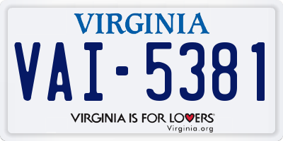 VA license plate VAI5381