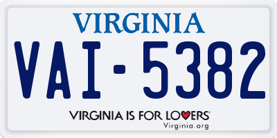 VA license plate VAI5382