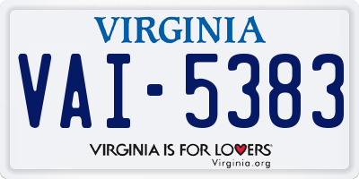 VA license plate VAI5383