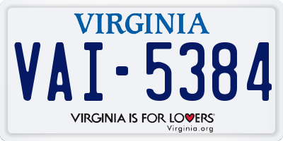 VA license plate VAI5384