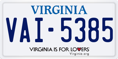 VA license plate VAI5385