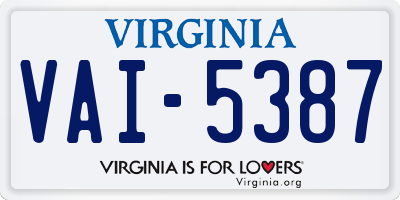VA license plate VAI5387