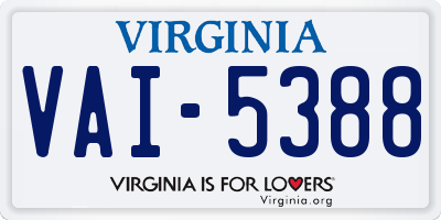 VA license plate VAI5388