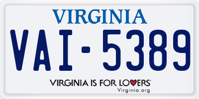 VA license plate VAI5389