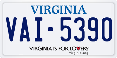 VA license plate VAI5390