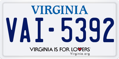VA license plate VAI5392