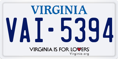 VA license plate VAI5394