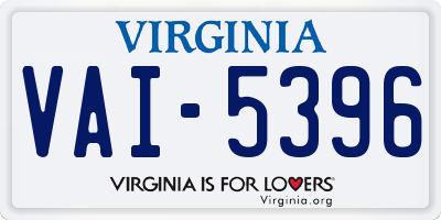 VA license plate VAI5396