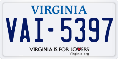 VA license plate VAI5397