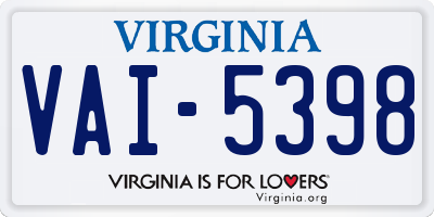 VA license plate VAI5398