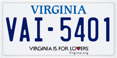VA license plate VAI5401