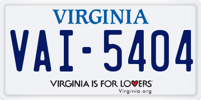 VA license plate VAI5404