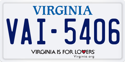 VA license plate VAI5406