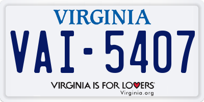 VA license plate VAI5407